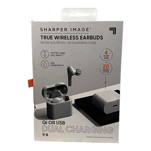 Sharper Image True Wireless Earbuds w Noise Isolation and Qi Charging Case White - Picture 3 of 6